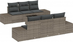 Rantry 7-teiliges Garten Sofa Set mit Kissen Grau Poly Rattan Gartenlounge Model3346949