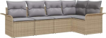 Rantry 5-teiliges Garten-Sofa-Set mit Kissen Beige Poly Rattan Gartenlounge Model3345360