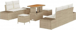 Rantry 8-teiliges Garten Sofa Set mit Kissen Beige Poly Rattan Akazie Gartenlounge Model3362731