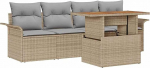 Rantry 5-teiliges Garten-Sofa-Set mit Kissen Beige Poly Rattan Akazie Gartenlounge Model3349265