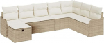 Rantry 8-teilige Garten Sofa Set mit Kissen Beige Poly Rattan, 2-Sitzer Garten Sofa mit Kissen Beige Poly Rattan Gartenlounge Model3359030