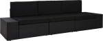 ARKEM Modulaarne 3-kohaline diivan Poly Rattan must diivanvoodi 3-kohaline lambane diivan