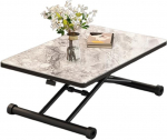 Klappbarer Couchtisch, zum Esstisch umgebaut, h&ouml;henverstellbares Design mit Holzplatte und robusten Metallkreuzbecken, platzsparend und funktional