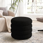 Flouki Sherpa Storage Ottoman, Teddy Ottoman koos hoiuga, Round Pouf Storage Stock, Fluffy Footstock Seat, Decorative Makeup Seat for Living Room, Dorm and Makeup Room,