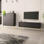 Lomadox Living Room Set 2-Piece Living Room Cabinet Living Room Furniture Living Room Cabinets Modern in Black Matt with Milled Fronts