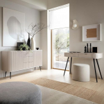 Lomadox Living Room Set Modern Cashmere Beige with Grooved Grooved Sideboard Console Table Feet Metal in Black