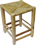 Scandi Style Wooden Stool Footstool Solid with Braided Palm Leaves