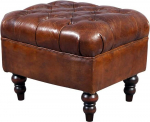 Dover Leather Stool Chesterfield Look Vintage Cigar