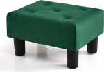 BRIAN & DANY Small Footstool Ottoman, Velvet Wooden Footstool Ottoman with Plastic Legs, Sofa Footrest, Extra Seat for Living Room, Entryway, Office, Green