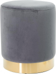 Shally Dogan Velvet Stool with Metal Base and MDF Structure Modern Design Cylindrical Footrest Round Stool with Soft Padded Seat Home Decor (Grey)