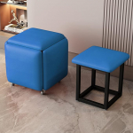 YXZN 5 in 1 Nesting Stool Footrest Stool Cube Footrest Seat Stackable Stool Footstool with Wheels for Bedroom Dorm Living Room