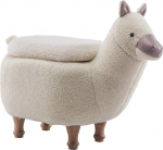 THC Living Animal Stool Alpaca Llama Fabric White with Storage Compartment