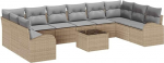 11-teiliges Garten-Sofa-Set mit Kissen in Schwarz aus Poly-Rattan Gartenlounge Model3346230