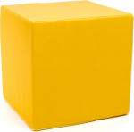 Ecopuf Cube Stool Faux Leather Imitatsioonnahast istmekast Cube Pouf Ottoman Footstock for Living Room Home Decor 40 x 40 x 40 cm Faber Lemon Yellow E18