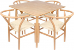 Nicholas Winter Wooden Wishbone Dining Set of Table & 4 Chairs - 90 cm x 90 cm - Natural/Natural - 4 istekohaga t&auml;ispuidust ruudukujuline k&ouml;&ouml;gi s&ouml;&ouml;gitoa hommikus&ouml;&ouml;gilaud ja toolid Bistro &otilde;htus&ouml;&ouml;gim&ouml;&ouml;bel