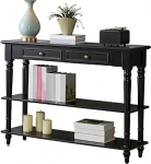 WPWSDWMX Schwarzer Konsolentisch f&uuml;r den Eingangsbereich mit Schubladen und offener Ablage, Massivholz-Beistelltisch f&uuml;r Flur, Diele und B&uuml;ro(120cm/47in)