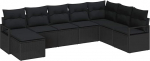 Model3346503 8-osaline aia diivan komplekt koos pehmendusega Must Poly Rattan 2-kohaline aia diivan koos pehmendusega Must Poly Rattan Garden Lounge