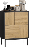 HOMCOM Sideboard elutoa panipaigam&ouml;&ouml;bel K&ouml;&ouml;gikapp l&uuml;kanduste ja 4 kapiga Moodne stiilne servituut s&ouml;&ouml;gi- ja elutoas 60 x 35 x 78 cm must ja naturaalne puiduefektiga