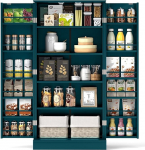 FANTASK k&ouml;&ouml;gikapp, 2 ukse ja 6 reguleeritava k&otilde;rgusega kambrit, mitmeotstarbeline kapp k&ouml;&ouml;ki, elutuppa, s&ouml;&ouml;gituppa, roheline