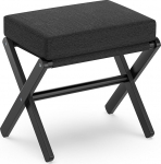 BAMBOOHOMIE Makeup Vanity Stool, kokkupandav jalahoob bambusest X jalaga, Ottoman Footrest Chair edevus, kaasaegne jalahoob v&auml;ike polsterdatud elutuppa (must - must)