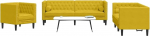 Gecheer 3-osaline Chesterfield diivanikomplekt koos polsterdustega kollane sametist polsterdatud diivan elutuppa korterisse kontorisse k&uuml;lalistetuppa 3209287