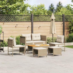 Gecheer v&auml;ljas diivanikomplekt, rotangist m&ouml;&ouml;bel koos polsterdusega, keskmine mudel, plastikpunutis, beež ja kreemikas, aeda ja terrassile 4104703