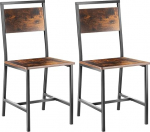 VEVOR Country Style Dining Chair (2 tk) Puidust k&uuml;ljetool (136 kg kandev&otilde;ime) s&ouml;&ouml;gilaudadele, ruumi s&auml;&auml;stev k&ouml;&ouml;gilaudade tool metallraamiga ja seljatoega, rustikaalne pruun ja must