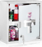 BAKAJI ekstra s&uuml;gav roostevabast terasest ravimikapp 30 x 12 x 30 cm, 1 sektsioon ja klaasuks lukustamiseks koos 2 v&otilde;tmega laste turvaliseks ravimite hoiustamiseks, h&otilde;bedane