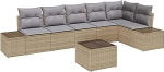 Rantry 7-teiliges Garten Sofa Set mit Kissen Schwarz Poly Rattan Gartenlounge Model3347090