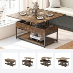 Manora elutoa laud, reguleeritava k&otilde;rgusega, pruun koos hoiuruumiga, reguleeritav kohvilaud, diivanilaud, s&ouml;&ouml;gilauaks muudetav kohvilaud, t&ouml;&ouml;stuslik stiil (pruun)