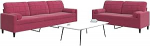 Gecheer 2-TLG. Sofagarnitur mit Kissen und Nackenrollen Weinrot Samt, Moderne Couch Polstersofa f&uuml;r Schlafzimmer Spielzimmer3278495
