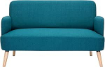 Miliboo Skandinaavia 2-kohaline kangast diivan Duck Blue ja hele puit ISKO