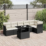 Garten-Sofagarnitur Ecksofa & Mittelsofa - Schwarz - PE-Rattan - 62x62x69 cm - f&uuml;r Terrasse und Innenhof Model3266596