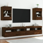 Homgoday TV-Wandschr&auml;nke mit LED-Lichtern, 2 St&uuml;ck, braune Eiche, 40 x 30 x 60,5 cm, Entertainment-Centerschrank, TV-St&auml;nder, HiFi-Schrank, Stereo-Schrank, TV-Einheit, Wohnzimmerm&ouml;bel,