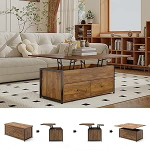 Manora reguleeritava k&otilde;rgusega kohvilaud, tumepruun hoiuruumiga, vintage m&ouml;&ouml;bel, k&otilde;rvallaud, kohvilaud, sahtliga elutoa lauad, pikendatav s&ouml;&ouml;gilaud, retro m&ouml;&ouml;bel (pruun)