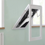 Klappbarer Esstisch zur Wandmontage, Wei&szlig;/Schwarz, K&uuml;chentisch, Massivholz, multifunktsionaalne, K&uuml;chentisch mit Schublade, platzsparendes Design f&uuml;r kleine R&auml;ume