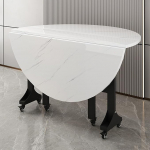 Mobiilne &uuml;mmargune kokkupandav s&ouml;&ouml;gilaud, kaasaegne pikendatav disain 6 rattaga, tugev metallraam, ruumi s&auml;&auml;stev v&auml;ikeste korterite jaoks - valge viimistlus