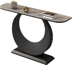 LUNAIZHUO Konsolentisch Schmal, Moderner Konsolentisch Flurtisch mit Gesinterter Steinplatte und Metallgestell, Platzsparend f&uuml;r Flur, Eingangsbereich und Wohnzimmer(Black,100cm/39in)