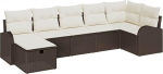 Rantry 7-teiliges Garten Sofa Set mit Kissen Braunes Poly Rattan Gartenlounge Model3360429