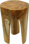 Wohnfreuden Stool - pruun &uuml;mmargune lihvitud teakpuust tool