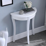 KLWQR Konsolentisch Schmal aus Massivholz, Beistelltisch Schmal Halbmondf&ouml;rmig, Flurtisch mit Geschwungenen Beinen, 64 &times; 34,3 &times; 71 cm(valge)