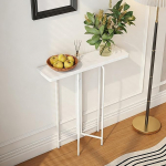 BeiJingYZ Konsolentisch Schmal, Moderner Beistelltisch Schmal mit Massivholzplatte und Metallbeinen, 60 &times; 22 &times; 90 cm, Einfache Montage f&uuml;r Flur, Eingangsbereich und Wohnzimmer(White)