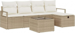 6-teiliges Garten Sofa Set mit Kissen in Beige aus Poly Rattan, 2-Sitzer Garten Sofa mit Kissen in Beige aus Poly Rattan Gartenlounge Model3359170