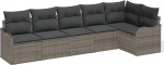 6-teiliges Garten-Sofa-Set mit Kissen in Grau aus Poly-Rattan, 2-Sitzer Garten-Sofa mit Kissen in Grau aus Poly-Rattan Gartenlounge Model3345719