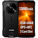 DOOGEE Fire 5 v&auml;listingimustes kasutatav mobiiltelefon, 13000 mAh, 12GB RAM + 64GB ROM, 6,6-tolline HD+ 90Hz, 13MP AI-kaamera, IP68/IP69K, Android 15, Octa-Core, Dual SIM, NFC, nutitelefon, vastupidav veekindel, ehituseks m&otilde;eldud