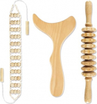 TaoTazon Maderotherapy Set, Fascia Roller Wooden Set, Premium Fascia Rod koos k&auml;epidemega, Massaažirull keha vormimiseks, tselluliidivastane, massaažipuu seljale, kaelale, jalgadele, seljale