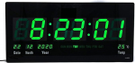 Starlet24 JH4622 LED Wall Clock with Date and Temperature Display Large LED Display 45 x 22 cm Green