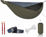 Onewind Premium 11 Inch Camping Zippered Hammock, Single Portable Hammock with Mosquito Net and Tree Straps for Travel, Camping, Backpacking and Hiking
