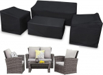 Patio Furniture Covers, 4 Pieces Garden Furniture Covers, 420D Durable Oxford Fabric, Garden Table Cover with Air Vents, Windproof Patio Furniture Set with 2 Windproof Buckles
