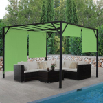 Pergola Baia Garden Gazebo Patio Canopy, Sturdy 6 cm Steel Frame + Sliding Roof, Green, 4 x 4 m